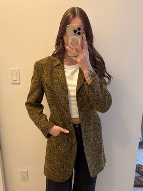Vintage Kenzo Olive Wool Paisley Longline Blazer *made in France*